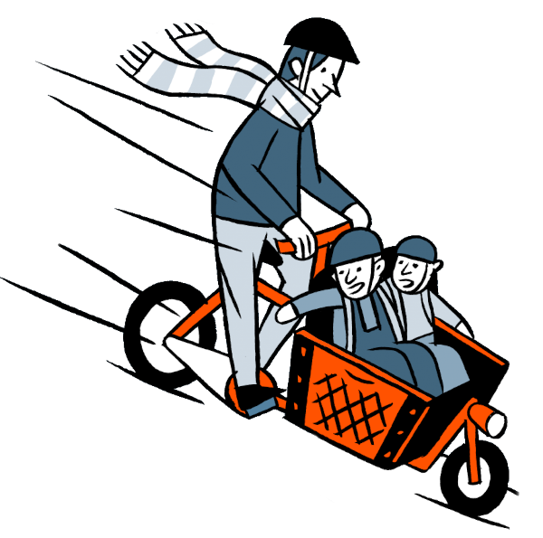 Kinder unterwegs im Lastenrad